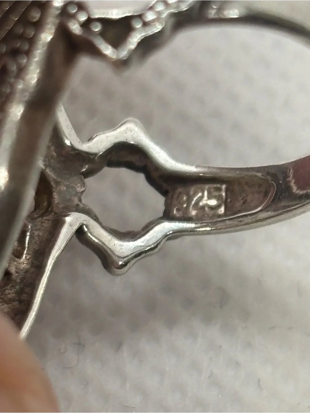 Sterling Silver Filigree Marcasite Cocktail Ring - Silver